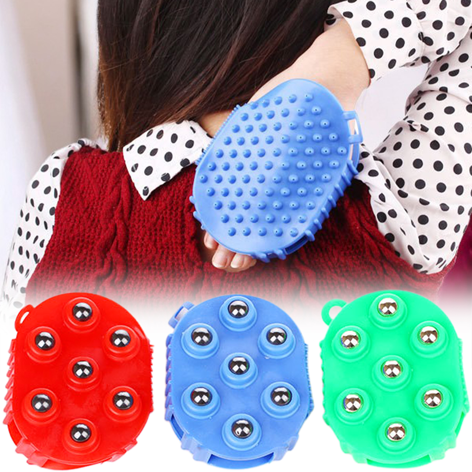 Shoulder Massage Ball - Silicone 7 Balls Body Massager Glove