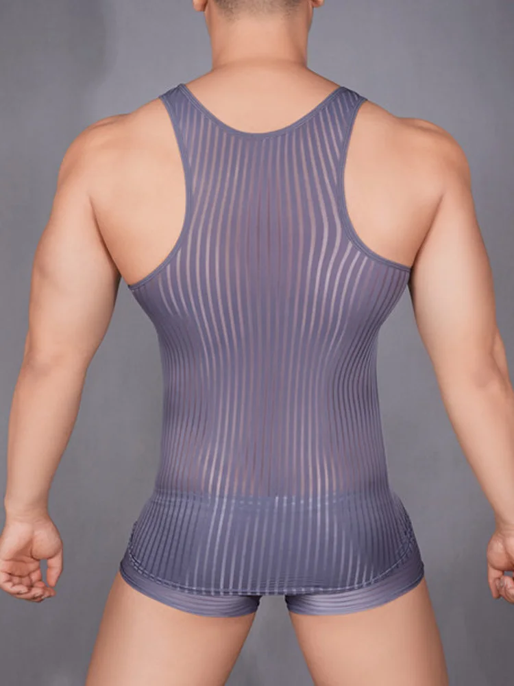 Stripe Sheer Men's Vest Sexy H - مراجعة Yoga Fitness Club وسعره