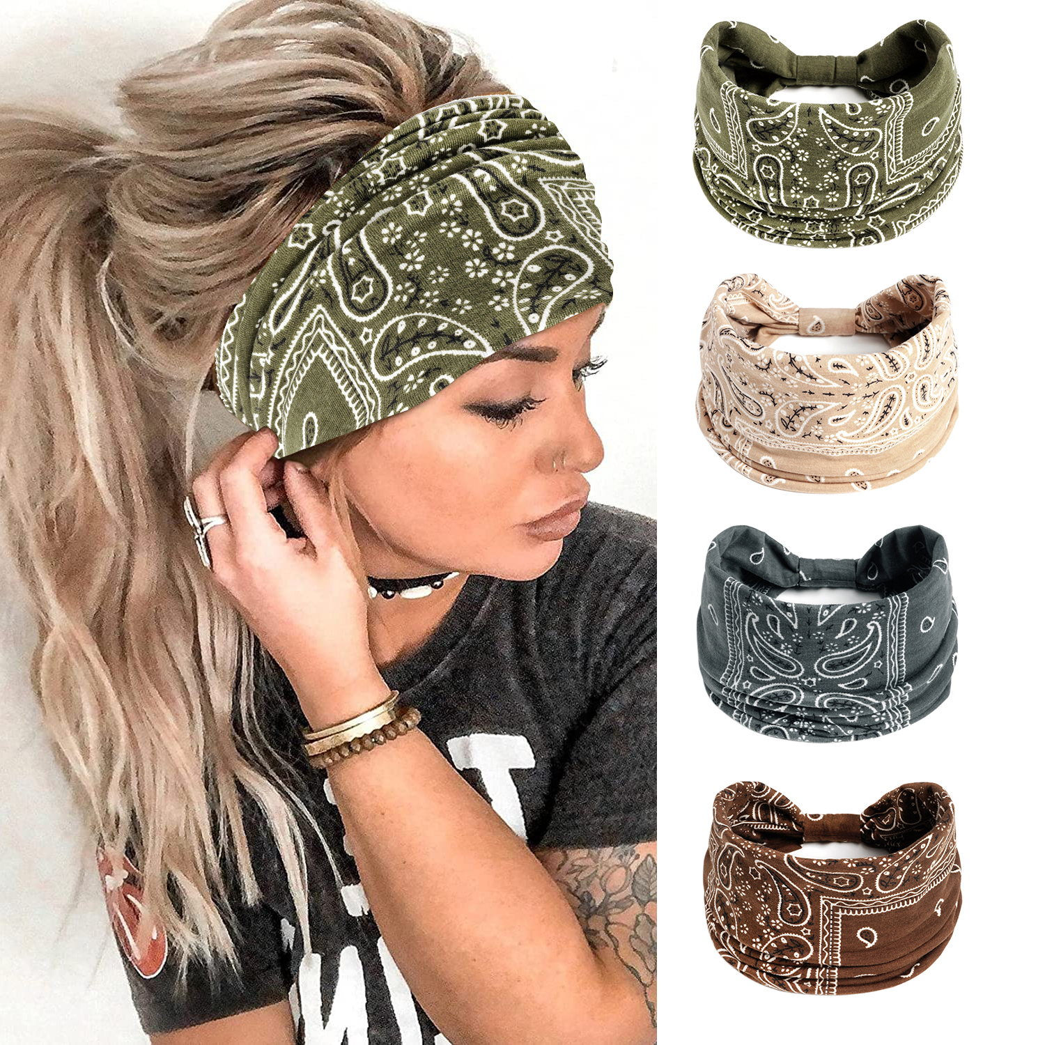 Boho Headband for Women Wide K - مراجعة Stretch Strap Yoga وسعره