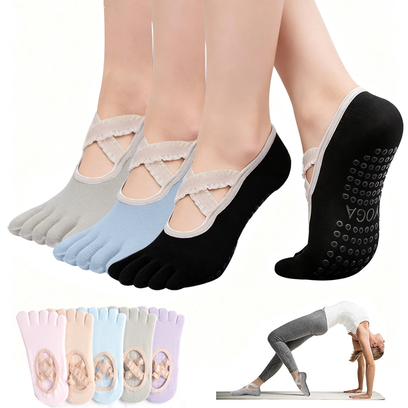 Ladies Non-Slip Pilates Socks  - مراجعة Yoga Dance & Fitness Center Llc وسعره