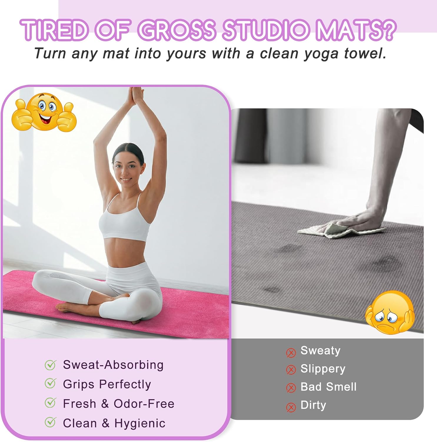 Yoga Mat Towel, Extra Thick 60 - مراجعة Thick Yoga Mat وسعره