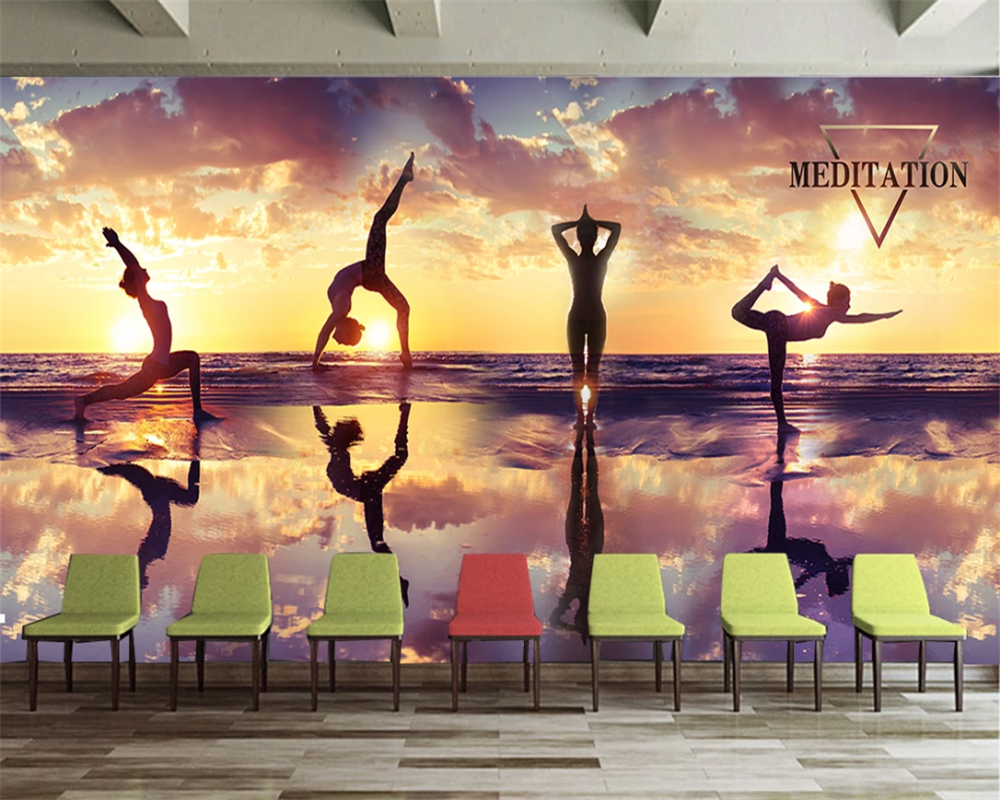 3d wallpaper mural sunset suns - مراجعة Yoga Fitness Club وسعره