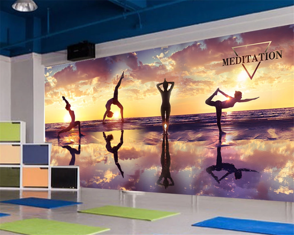 3d wallpaper mural sunset suns - مراجعة Yoga Fitness Club وسعره