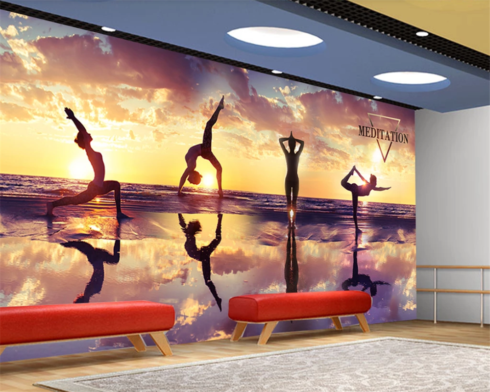 3d wallpaper mural sunset suns - مراجعة Yoga Fitness Club وسعره