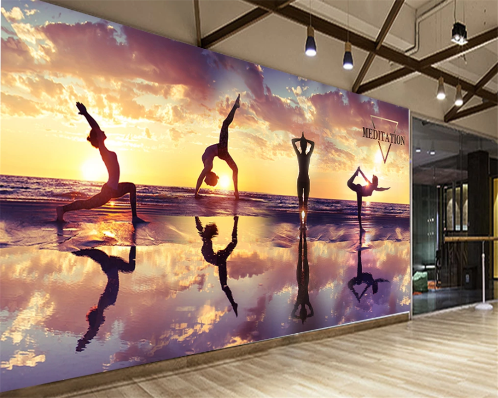 3d wallpaper mural sunset suns - مراجعة Yoga Fitness Club وسعره