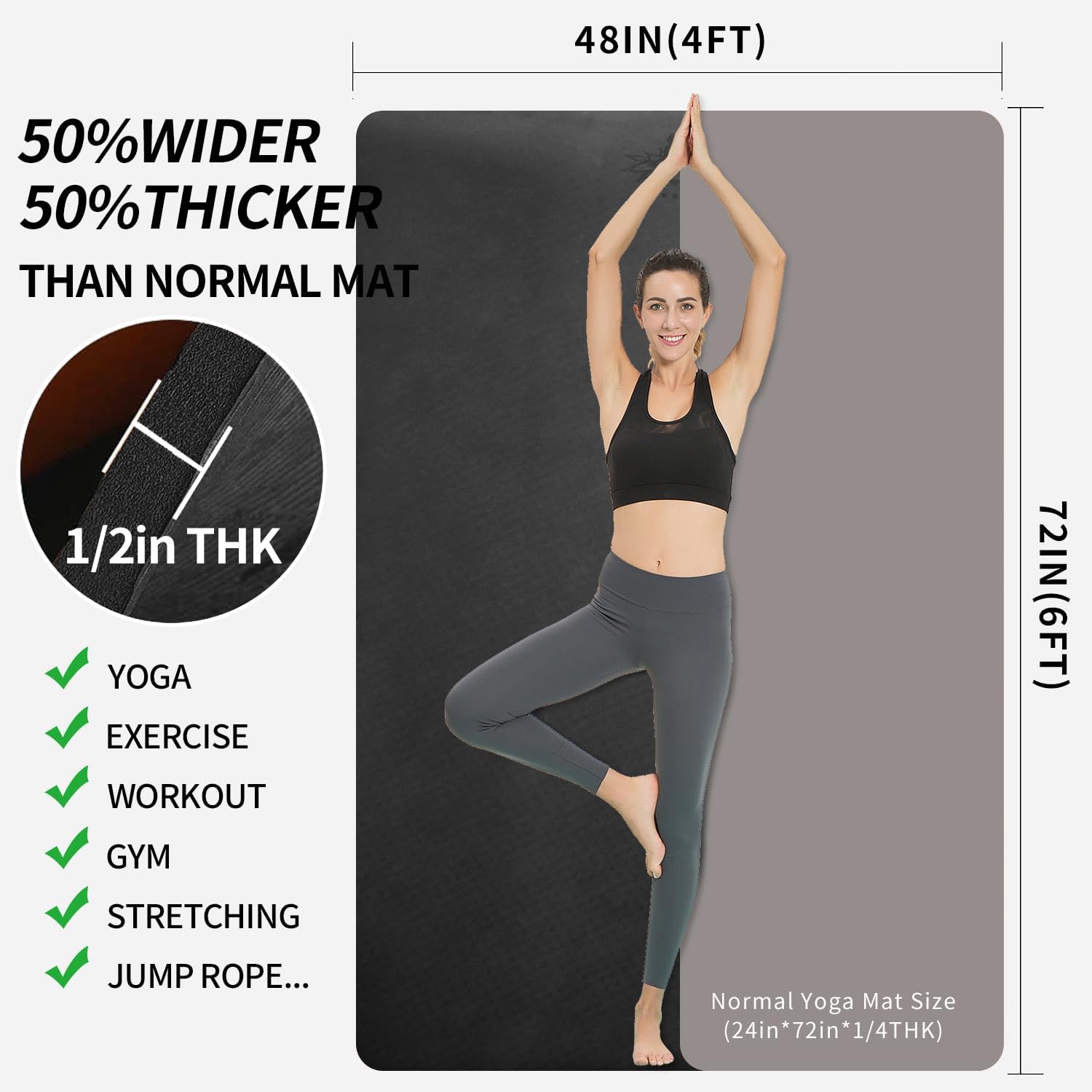 Extra Thick TPE Yoga Mat 6'x4' - مراجعة Thick Yoga Mat وسعره