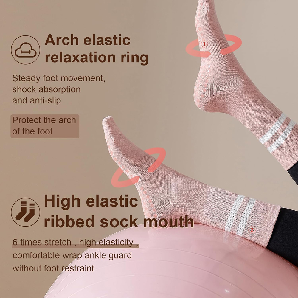 Yoga Pilates Socks with Grips  - مراجعة Yoga Dance & Fitness Center Llc وسعره