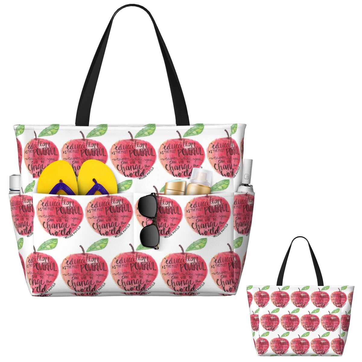 Teacher Quote Beach Tote Bag S - مراجعة Yoga Fitness Quotes وسعره