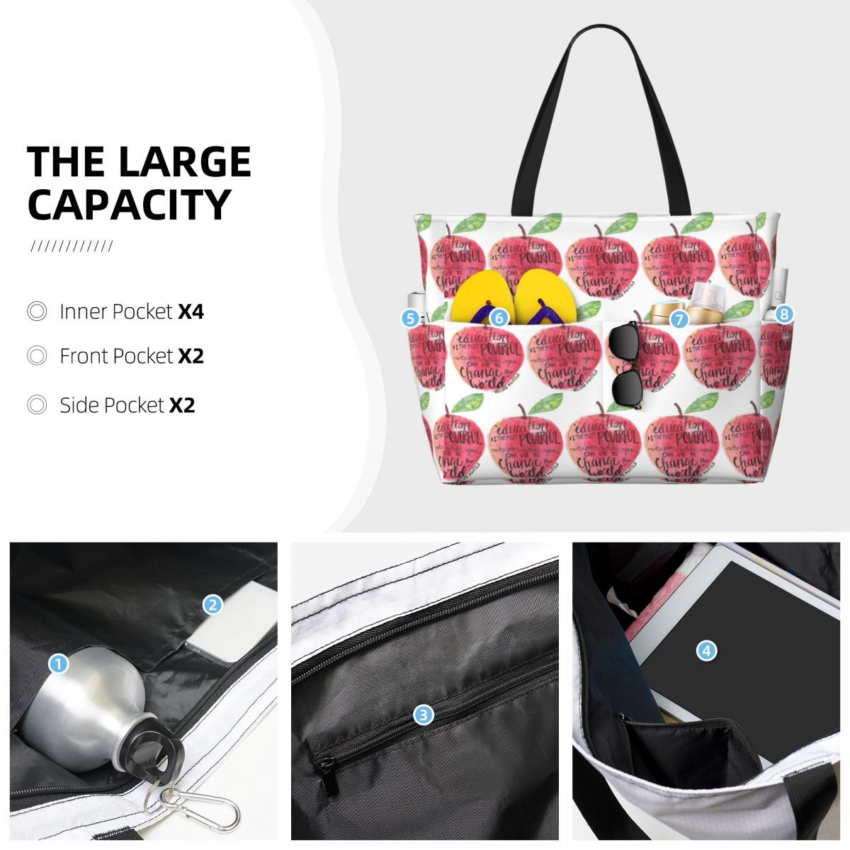 Teacher Quote Beach Tote Bag S - مراجعة Yoga Fitness Quotes وسعره