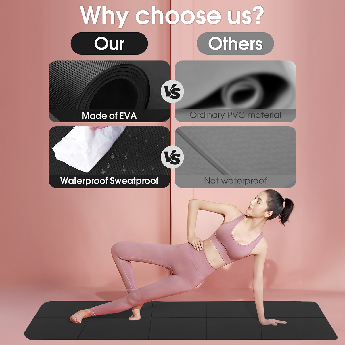 Foldable Yoga Mat Black Eco Fr - مراجعة Thick Yoga Mat وسعره