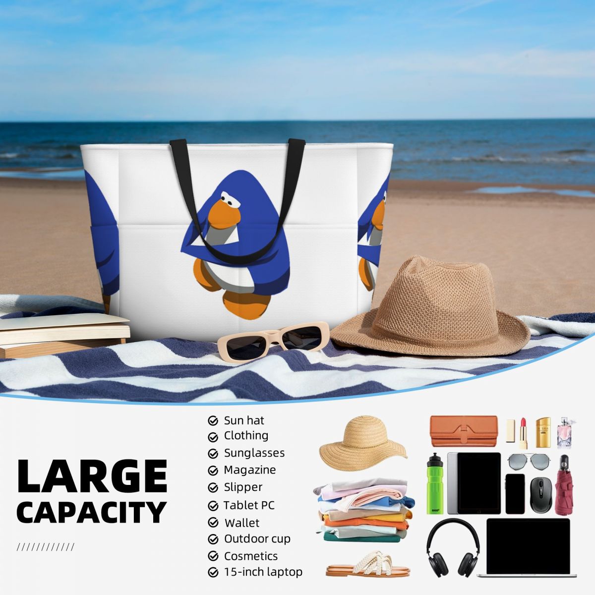 Club Penguin BOI Beach Tote Ba - مراجعة Yoga Fitness Club وسعره