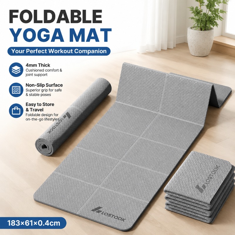 Portable Foldable Yoga Mat Non - مراجعة Thick Yoga Mat وسعره