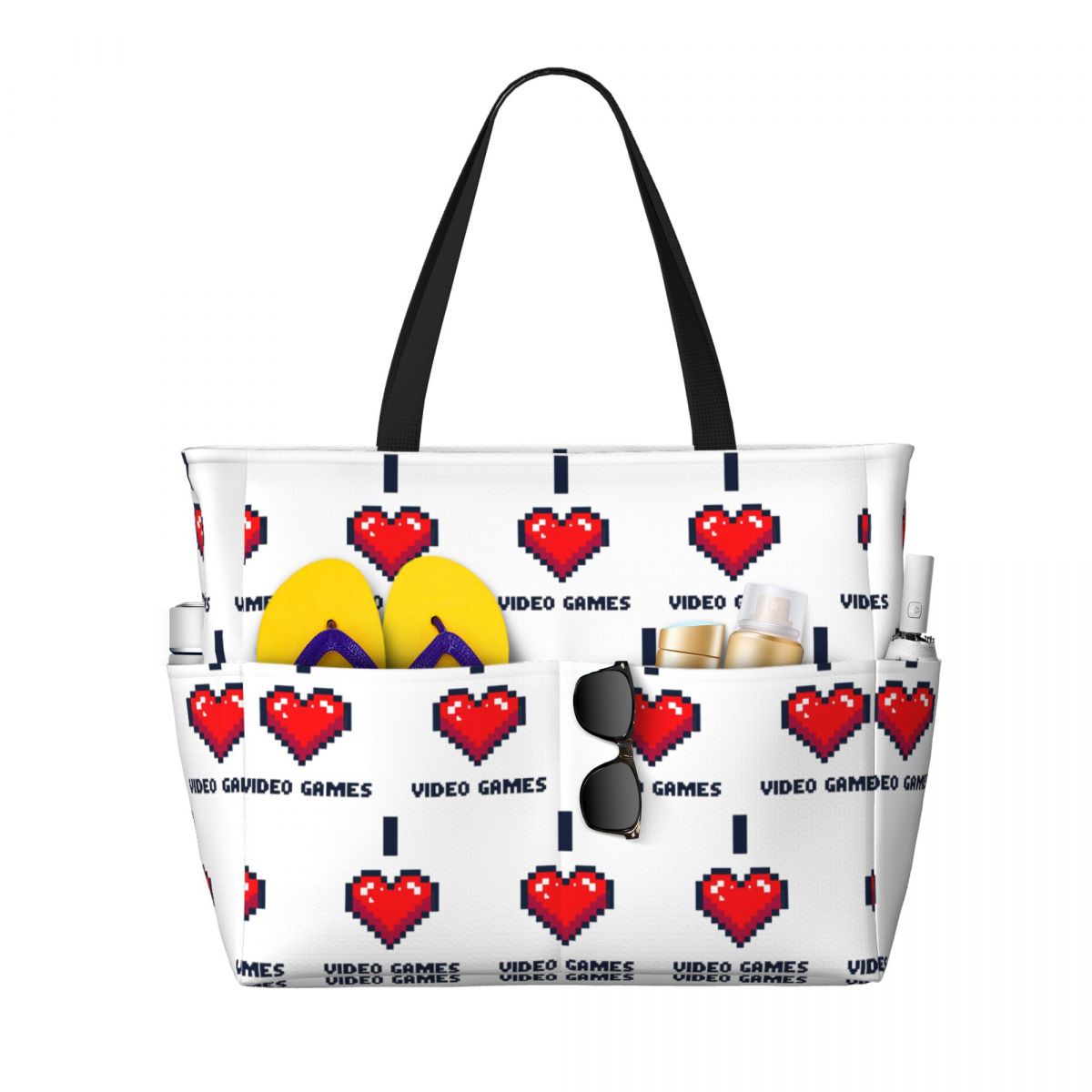 I Heart Video Games Beach Tote - مراجعة Yoga Fitness Video وسعره