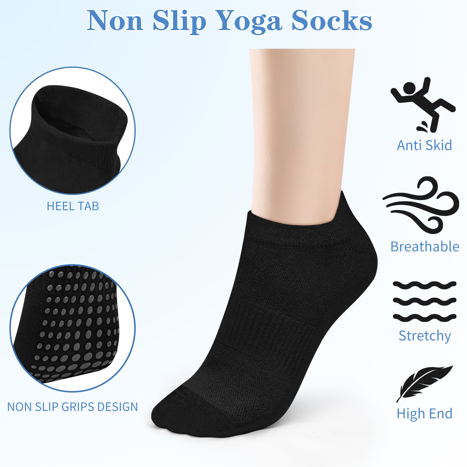 3 Pairs Yoga Socks Women Cotto - مراجعة Yoga Dance & Fitness Center Llc وسعره